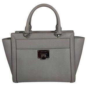 MICHAEL KORS Tina Gray Saffiano Leather Satchel Bag Top Handle Purse NO STRAP